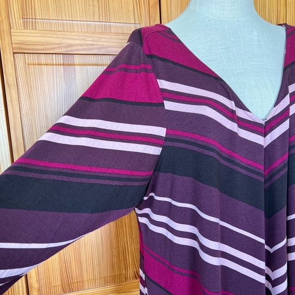 NWT Torrid 4 4X Burgundy Stripe Jersey Mini Trapeze Dress - Picture 5 of 10